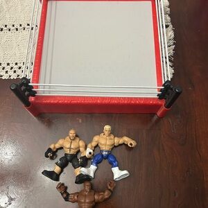 WWE mini ring and wrestlers